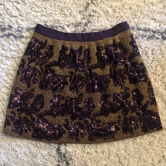 Club Monaco Gold/Burgundy Beaded Skirt Sz 2 - Picture 1 of 8
